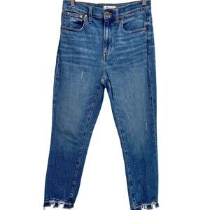 Madewell The High-Rise Slim Crop Boyjean Women's Size 27 Medium Wash, Raw Hem